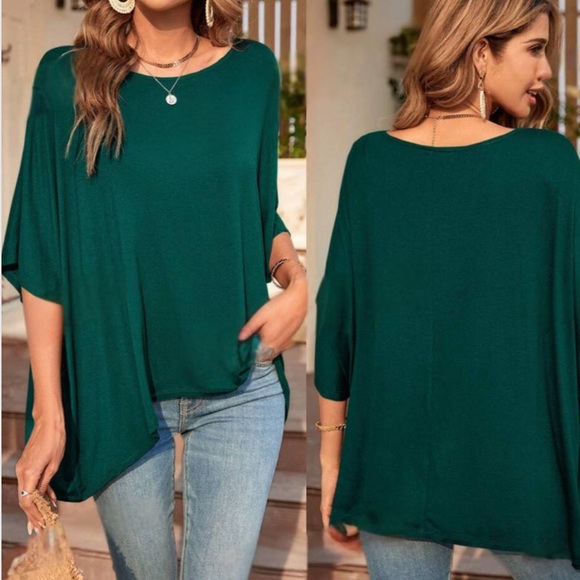 Boho hot pink batwing sleeve loose fit comfy top - Picture 4 of 12